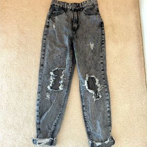 High Waist Ripped Straight Leg Distressed Jeans Size XS (4)